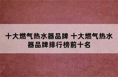 十大燃气热水器品牌 十大燃气热水器品牌排行榜前十名